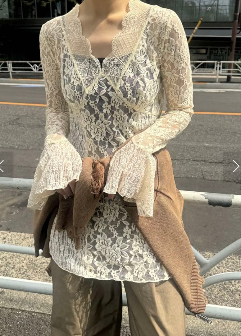COMBINATION LACE TOP　アイボリー