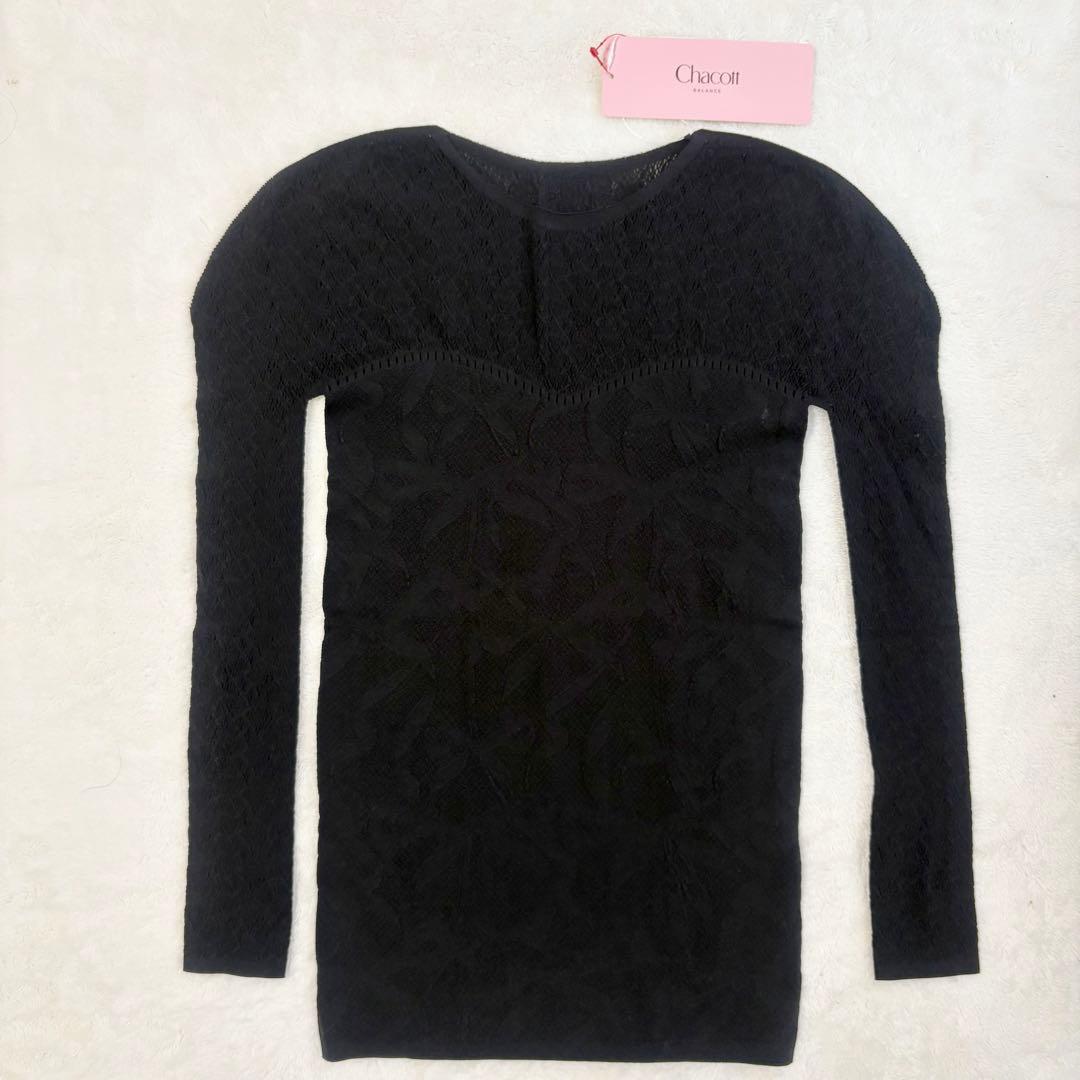 【新品】トウシューズリボンニットトップ ノーソーイングニット M黒 チャコット