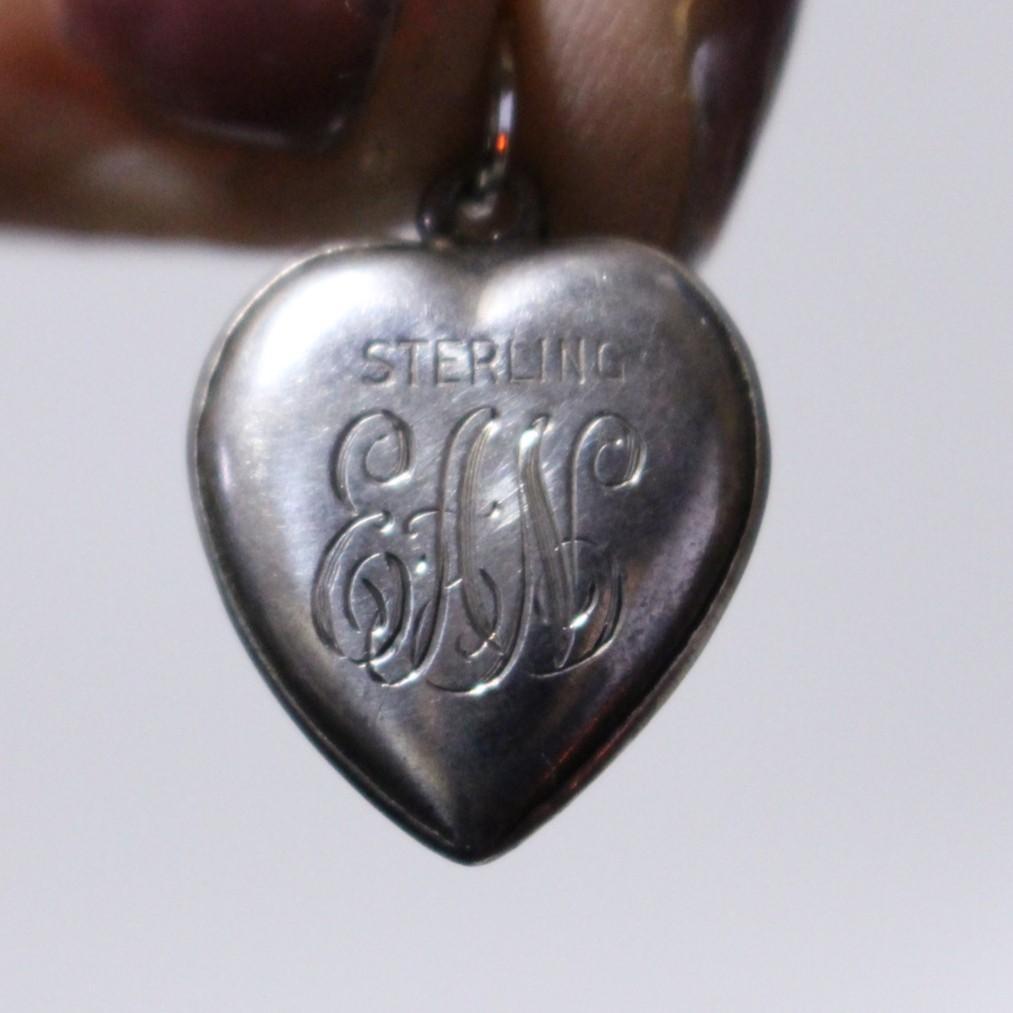 40s　スウィートハートジュエリー　WW2　シルバー　チャーム　勿忘草　フラワー