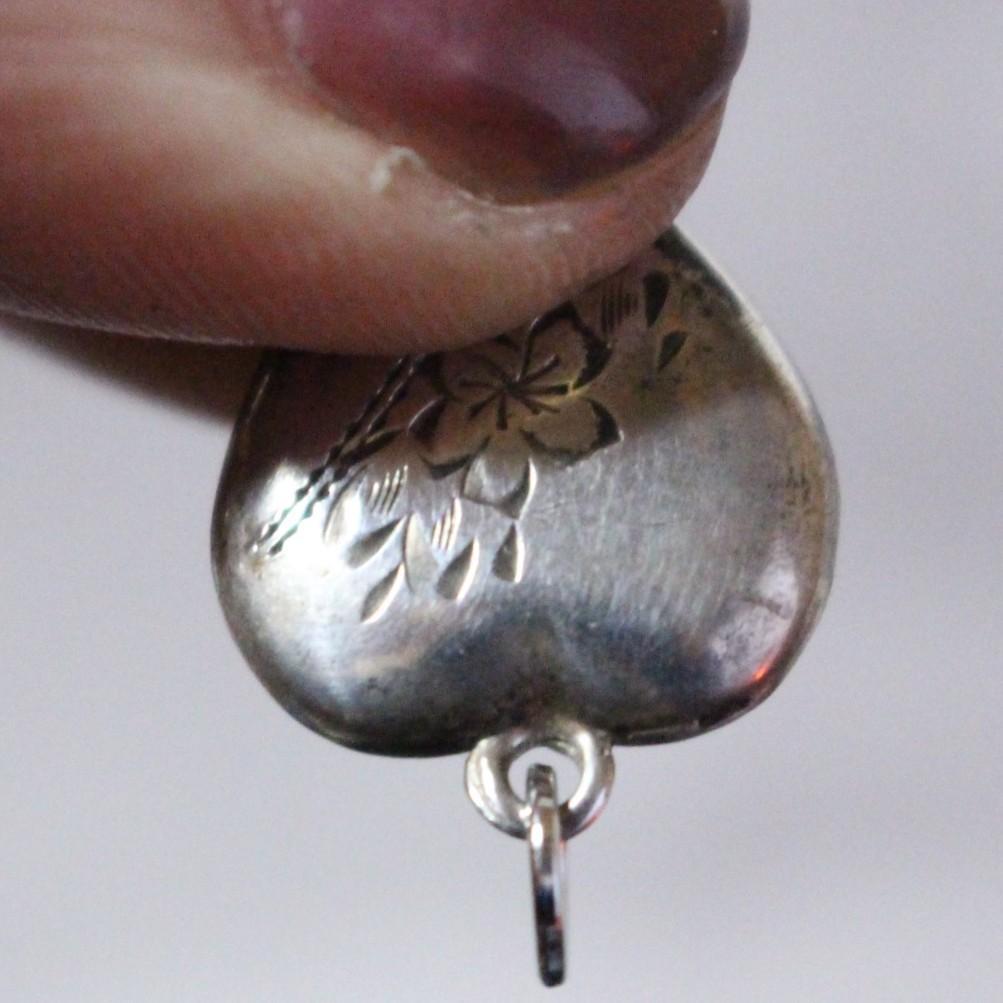 40s　スウィートハートジュエリー　WW2　シルバー　チャーム　勿忘草　フラワー