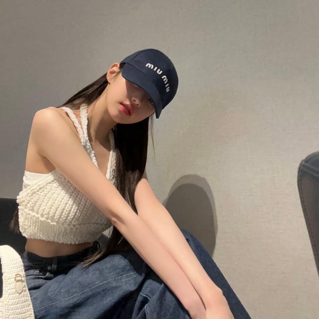 miu miu ミュウミュウ ドリルベースボールキャップ S ブラック