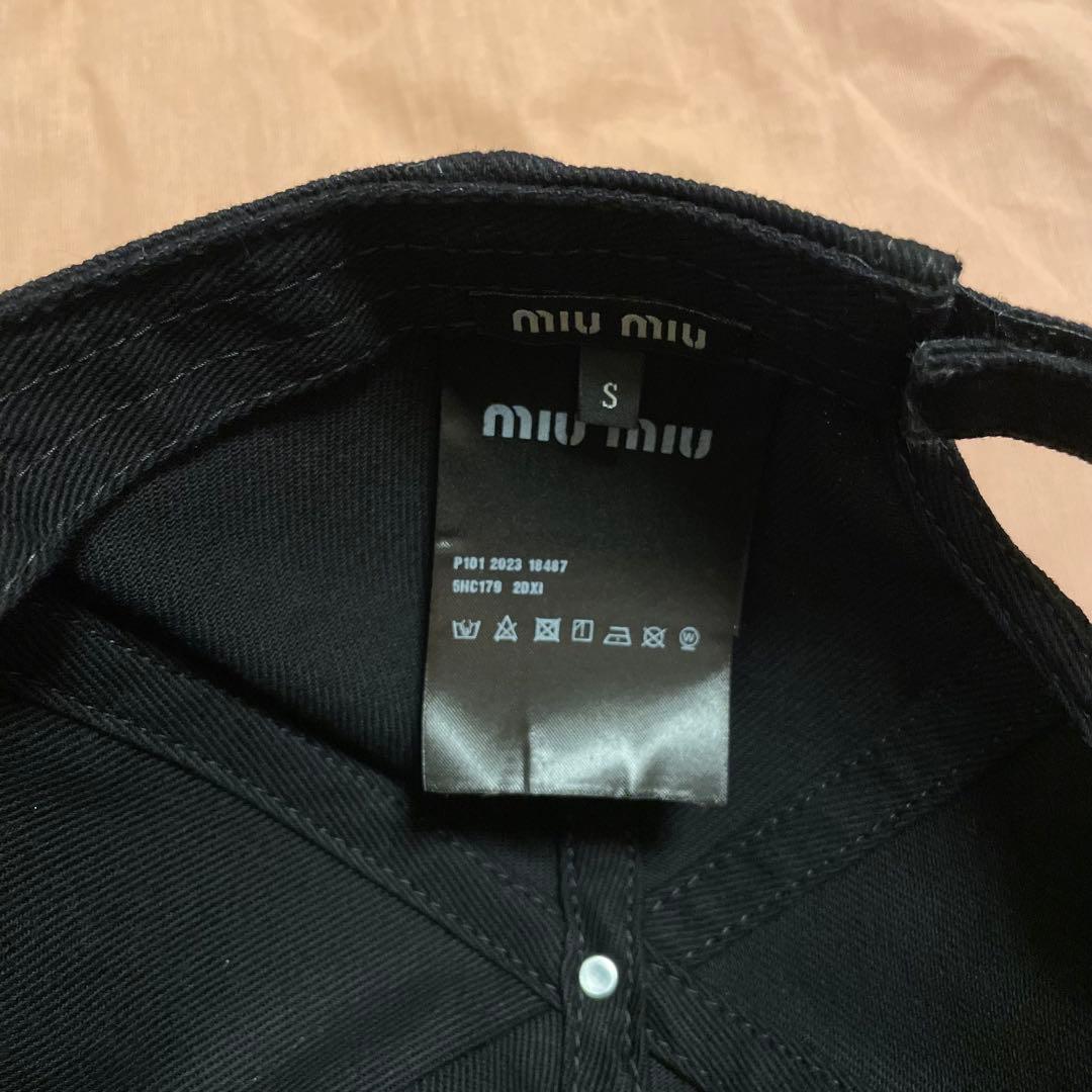 miu miu ミュウミュウ ドリルベースボールキャップ S ブラック