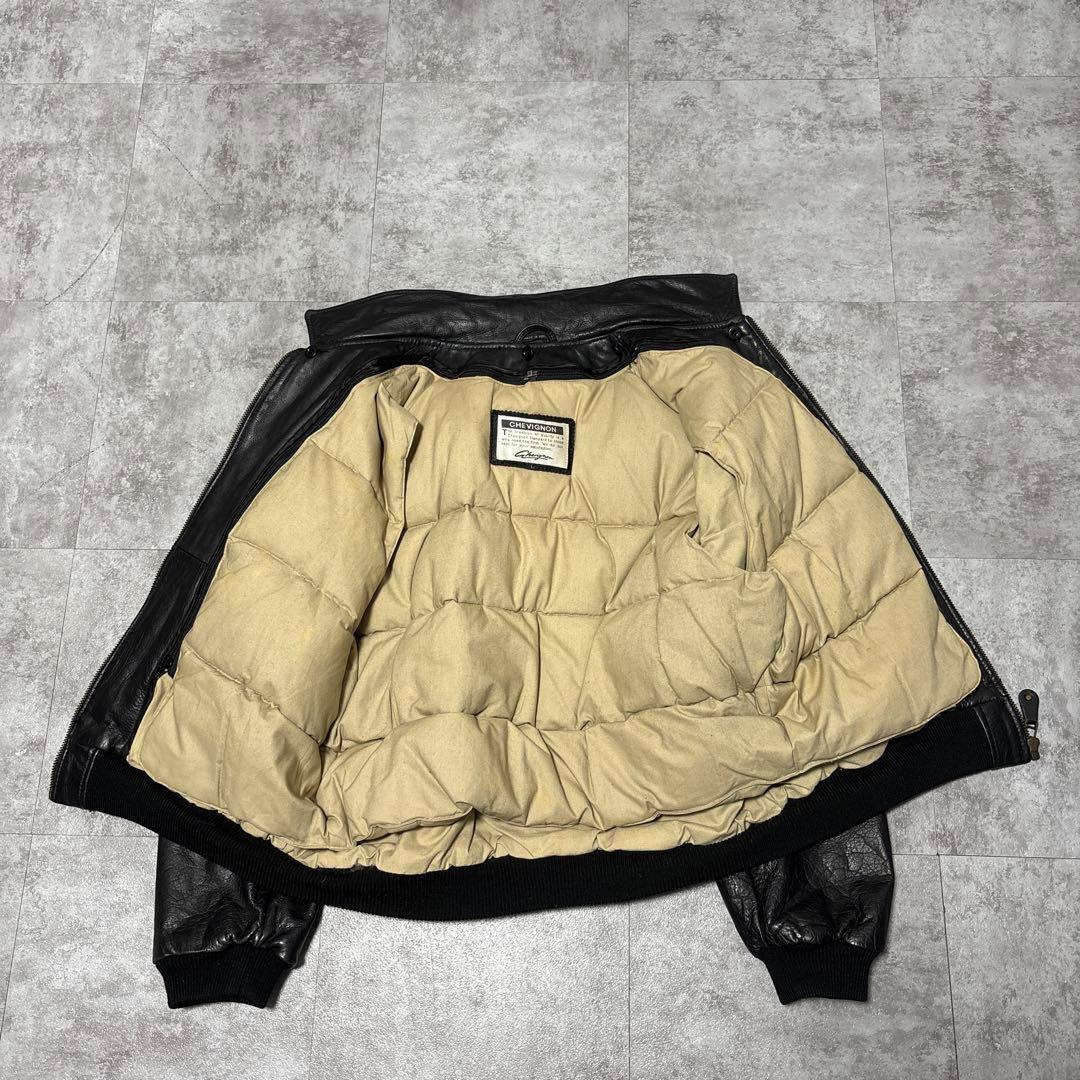 80s chevignon leather down jacket ダウンL