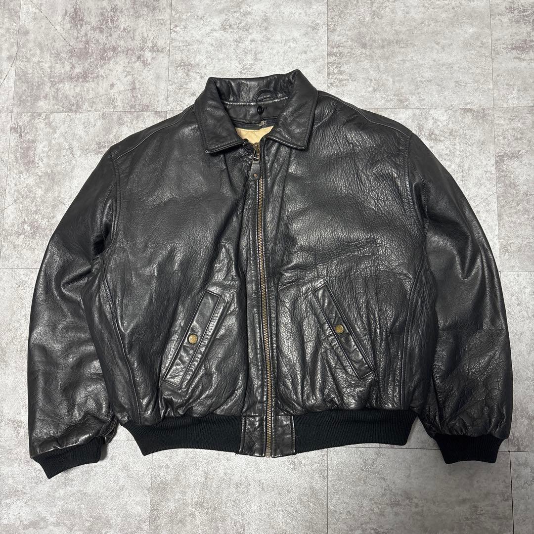 80s chevignon leather down jacket ダウンL