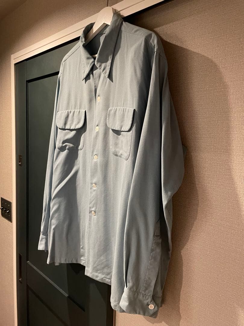 50s 実寸XL Wool / Nylon muslin box shirt