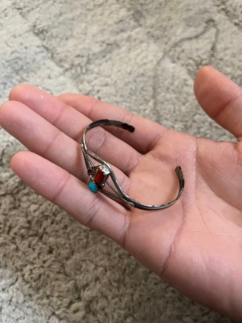 ターコイズ コーラル シルバー925 ネックレス　ナバホ族