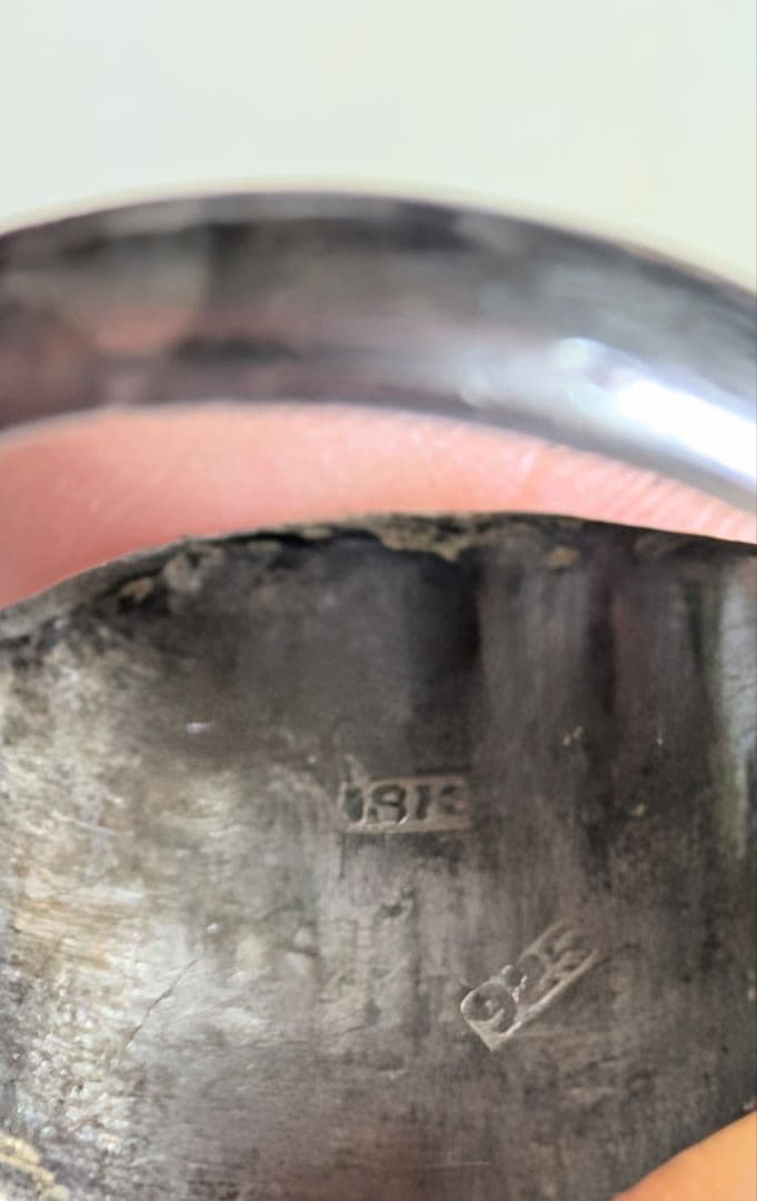 アメリカンアンティーク　細工リング　K18 と　925　刻印あり　アメジスト