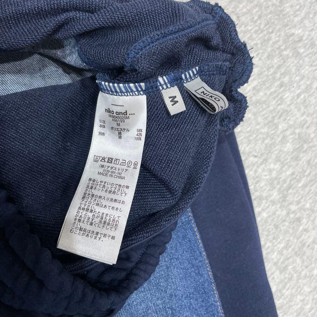 ニコアンド デニムパッチワークパンツ ネイビー M