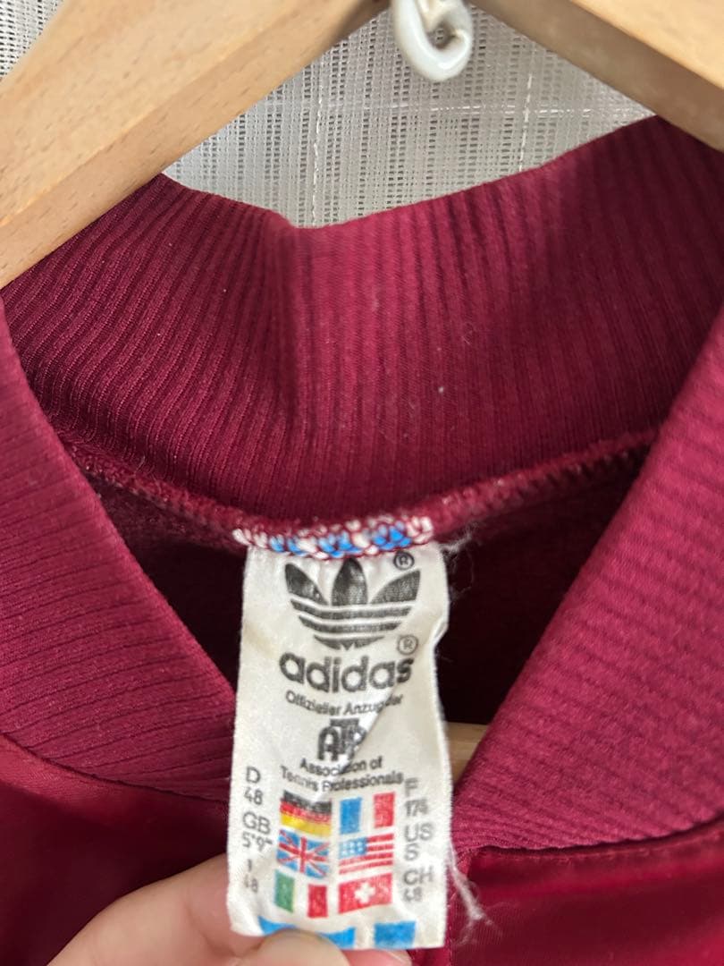 80sビンテージadidasトラックジャケットATP ワインレッド 西ドイツ製