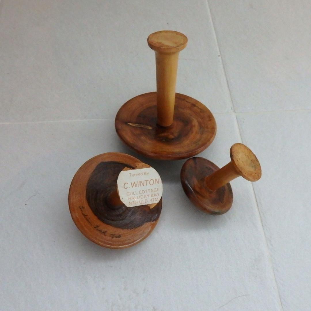 ヴィンテージ　きのこ　木製　置物　3個セット　木彫り