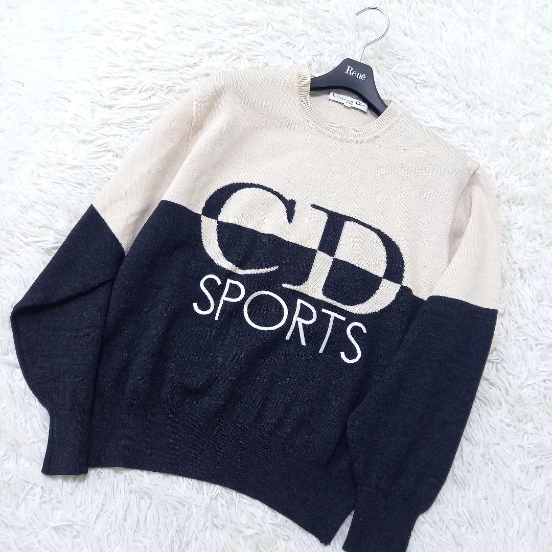 ●美品●　Christian Dior　バイカラー　ニット　刺繍　ロゴ