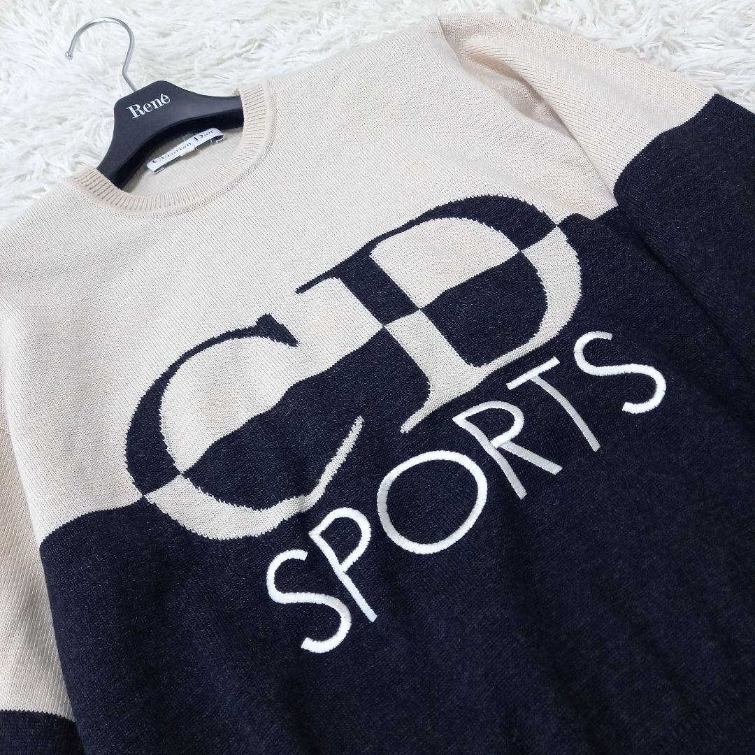 ●美品●　Christian Dior　バイカラー　ニット　刺繍　ロゴ
