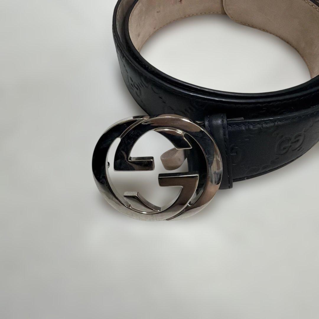 GUCCI ブラックレザー ダブルGロゴベルト