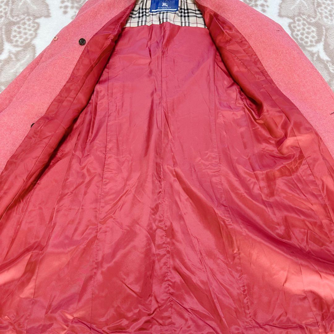 バーバリーブルーレーベル ダッフルコート ロング ウール ノバチェック フード