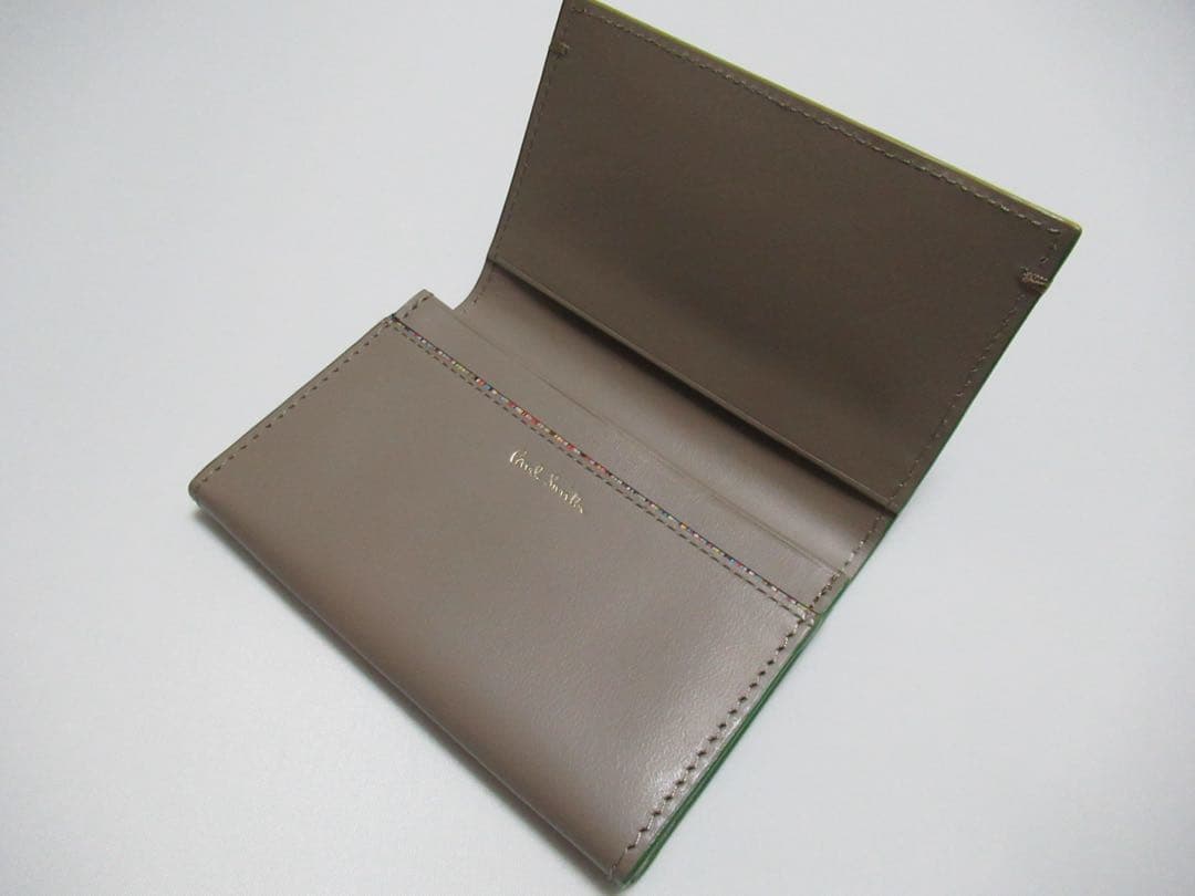 ポールスミス 新品！カラーエッジ牛革名刺入れ カードケース グレー