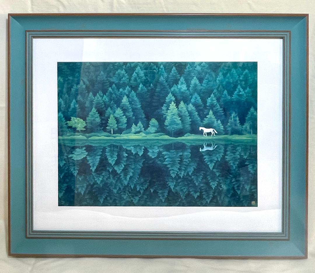 【新品】東山魁夷「緑響く」 ポスター　複製画　日本画　風景画　高級額付