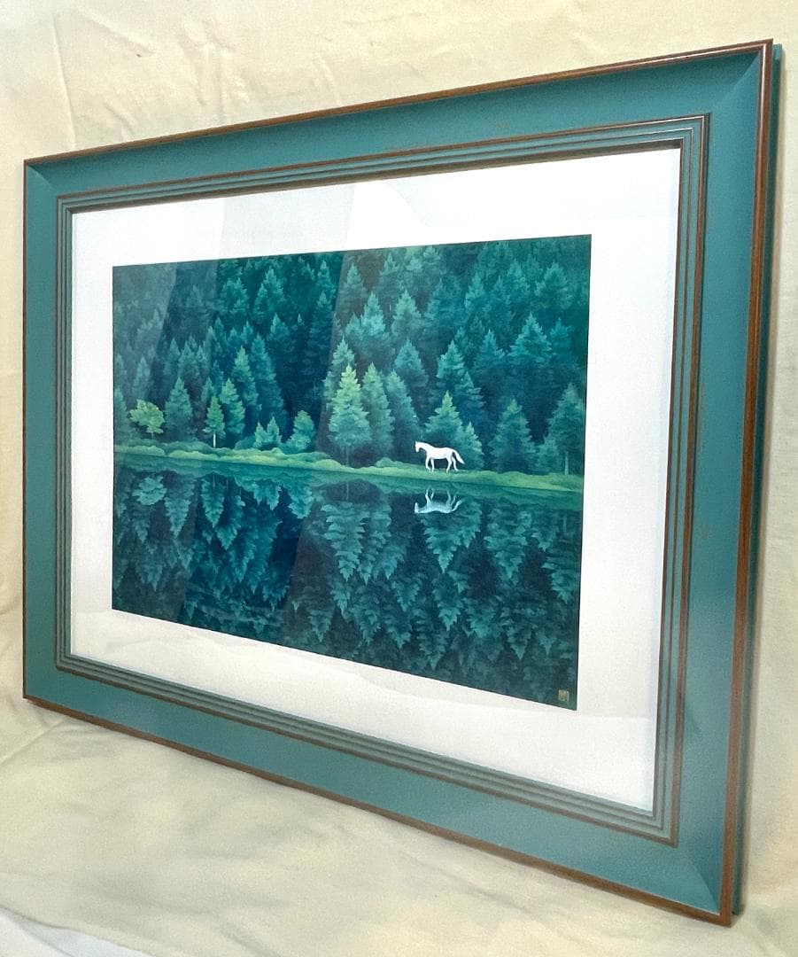 【新品】東山魁夷「緑響く」 ポスター　複製画　日本画　風景画　高級額付