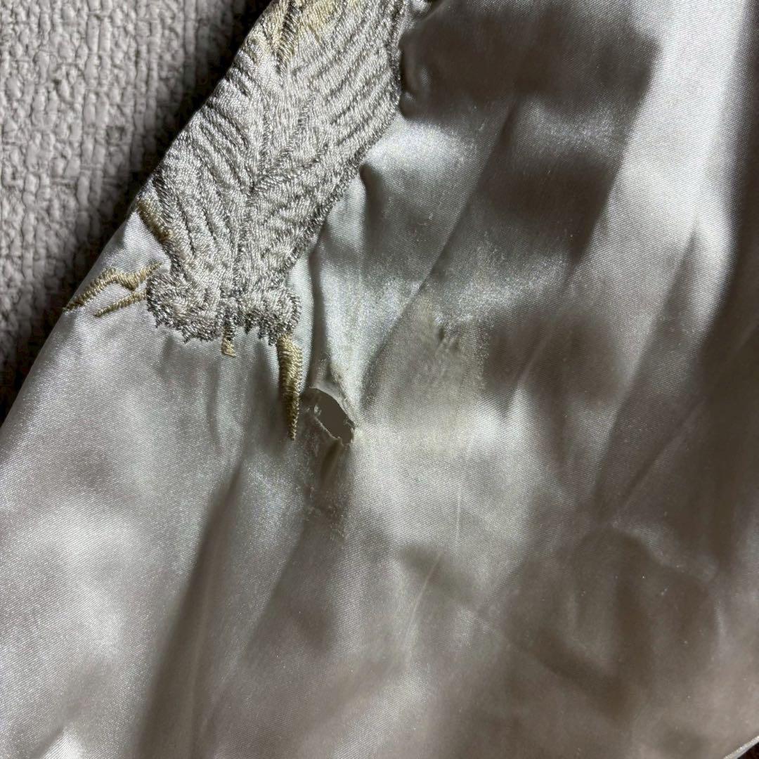 ホシヒメ　スカジャン　全面刺繍　袖刺繍　サテン　ドラゴン　トラ　バイカラー　黒銀