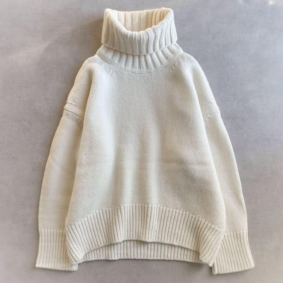 美品▲GALERIE VIE//ファインウールタートルネックプルオーバーニット