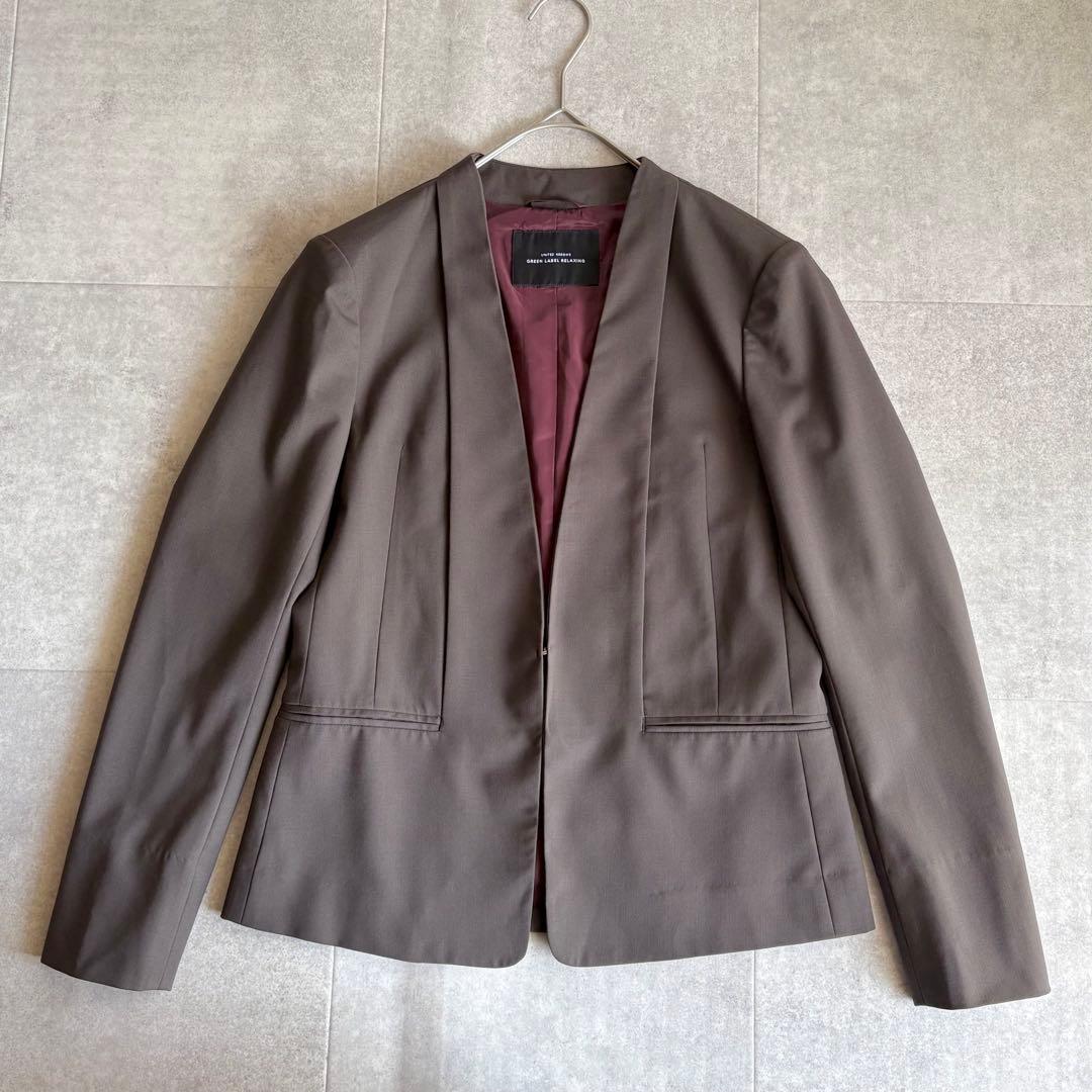 美品✨グリーンレーベルリラクシング カチリラ パンツスーツ 茶 36/34