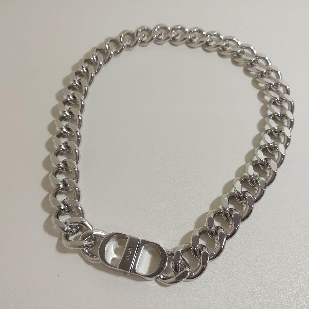 ディオール CD Icon ロゴアイコン チェーンリンク ネックレス シルバー