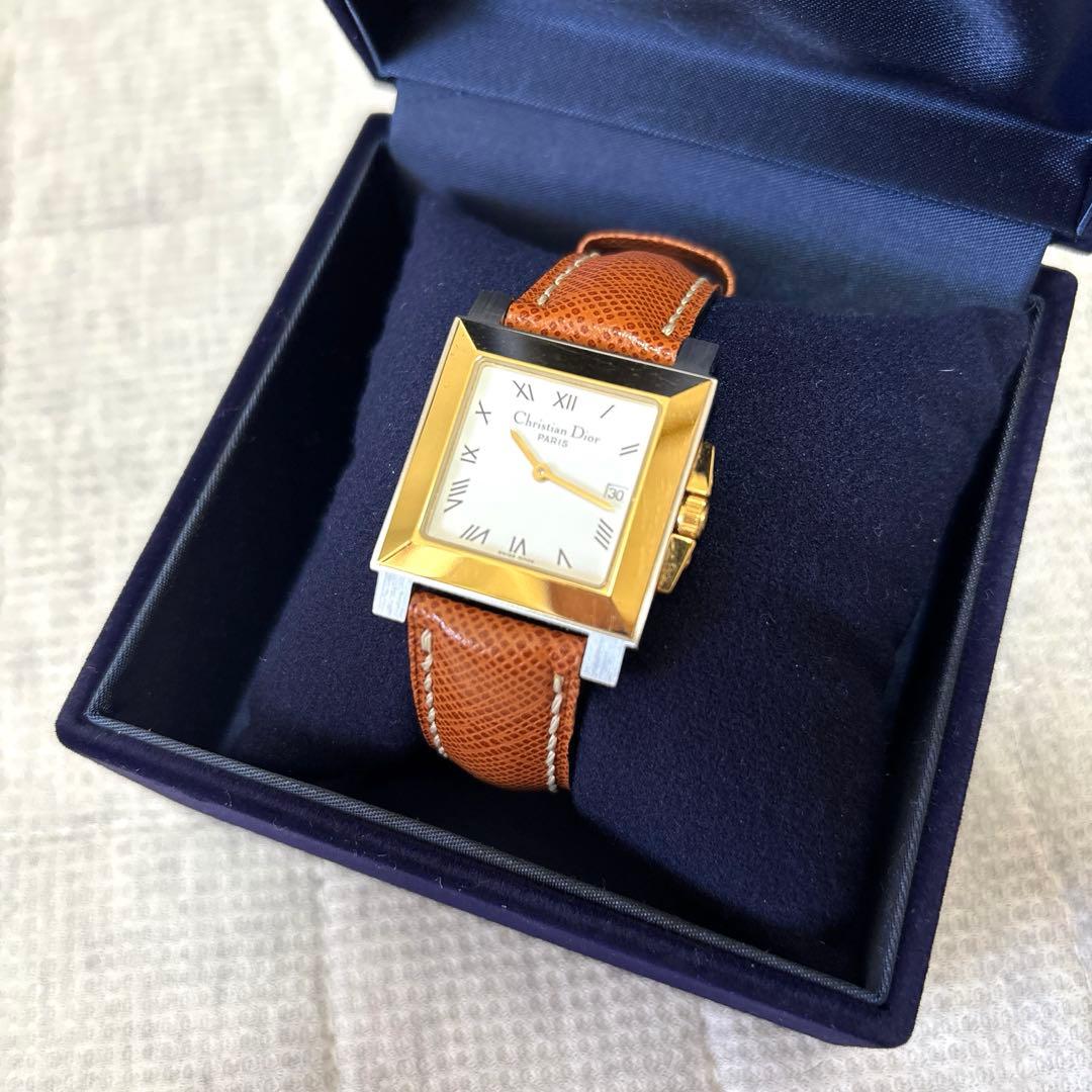 CHRISTIAN DIOR　スクエア　腕時計　レザーベルト