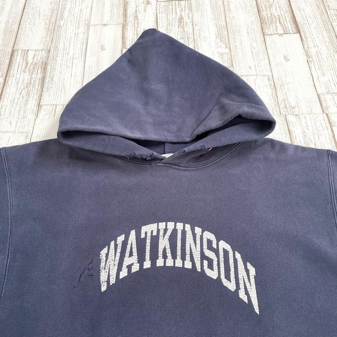 【雰囲気ネイビー！】チャンピオン　リバースウィーブ　フーディ　パーカー　紺　刺繍