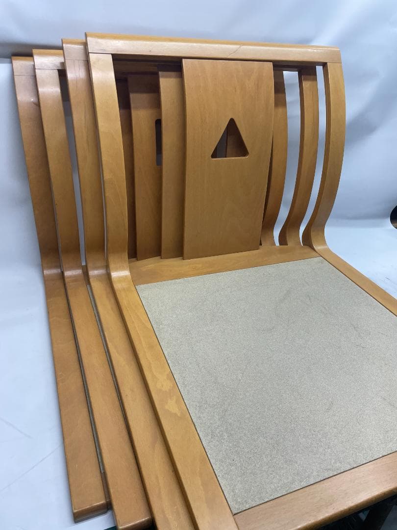 高級座椅子　日本家具　木製　和モダン座椅子 4脚セット 04c24