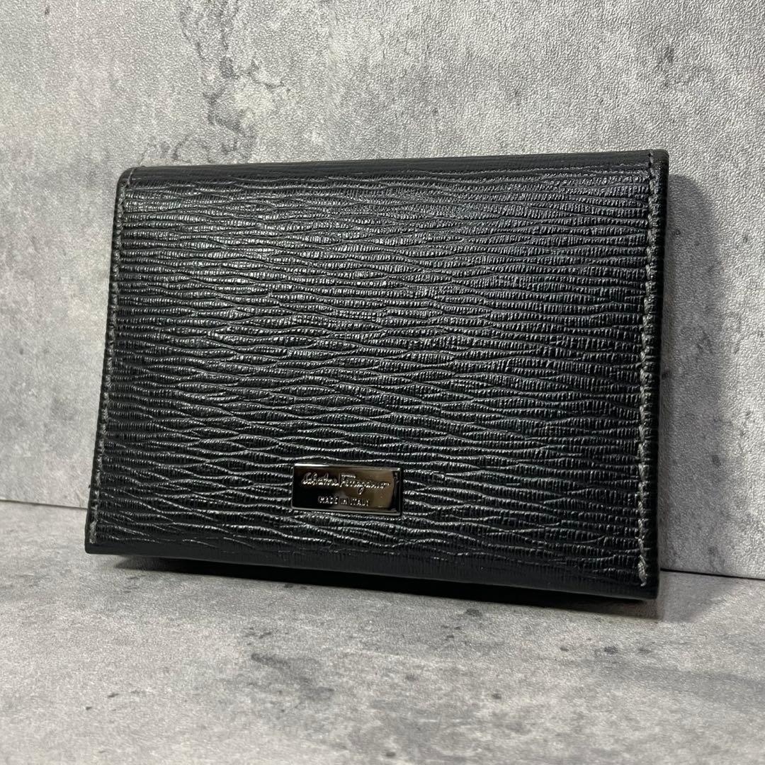 【未使用】保管品 FERRAGAMO フェラガモ 名刺入れ メンズ レザー 黒