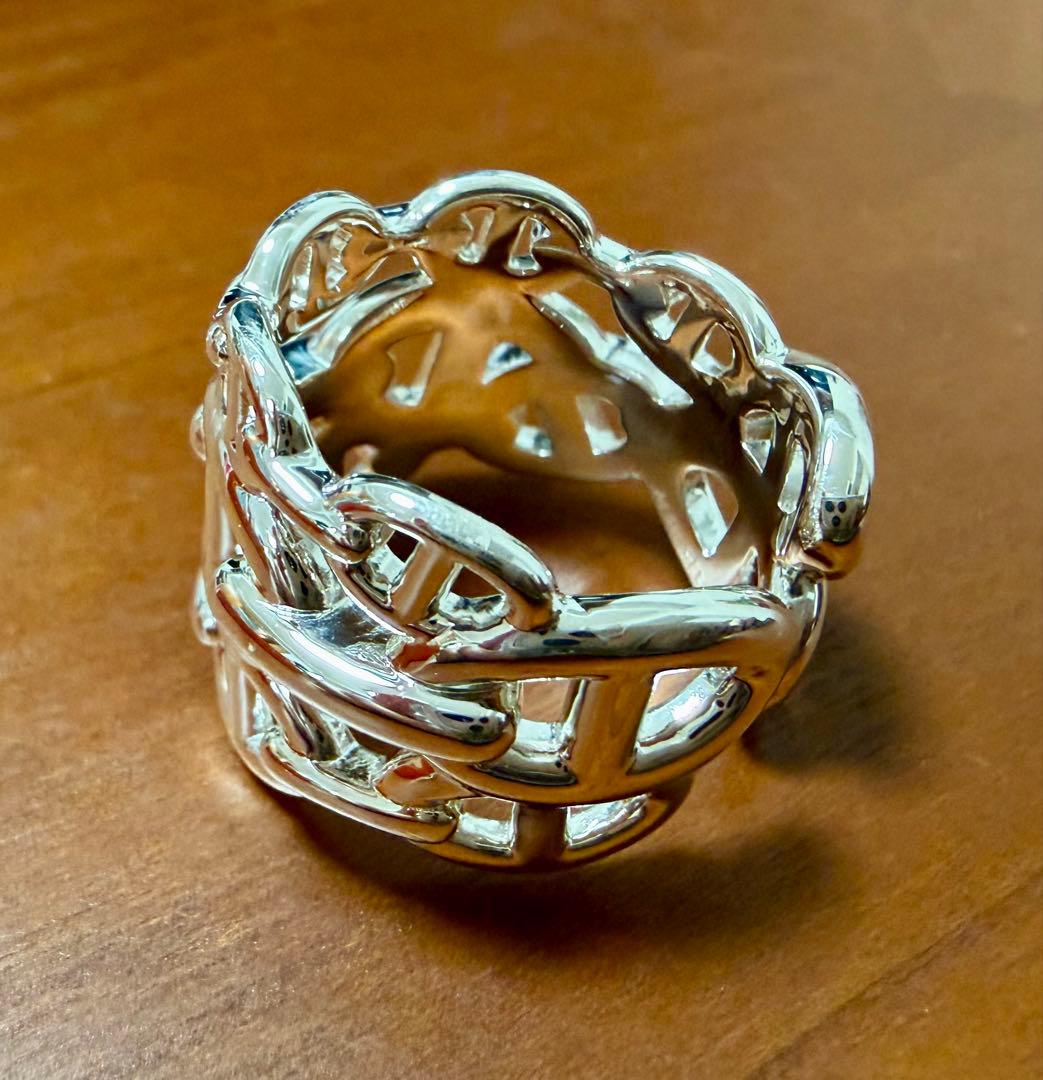 新品 エルメス アンシェネ GM 58 シルバー リング HERMES 18号