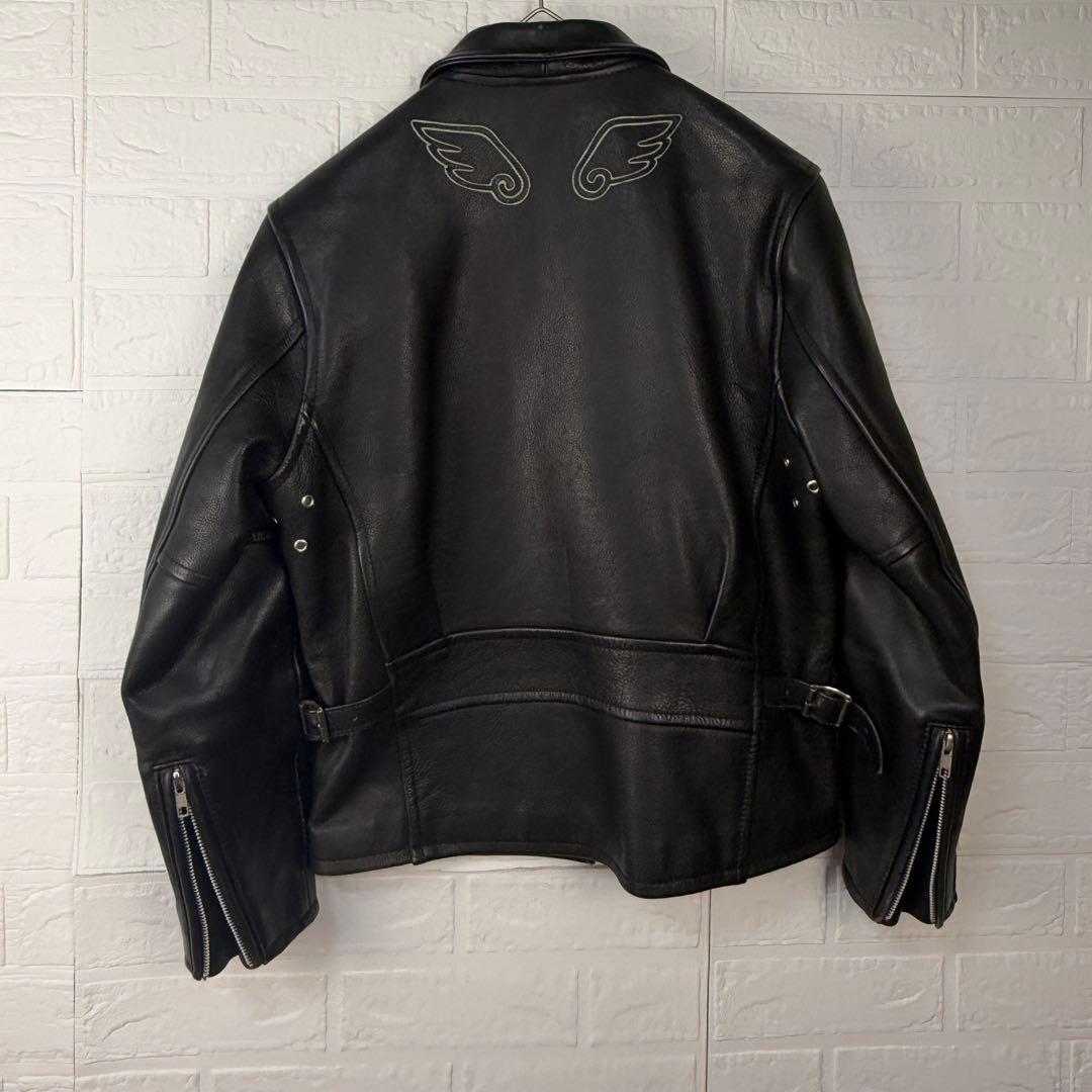 【羽刺繍】 DEGNER ライダース レザー ジャケット 本革 可愛い