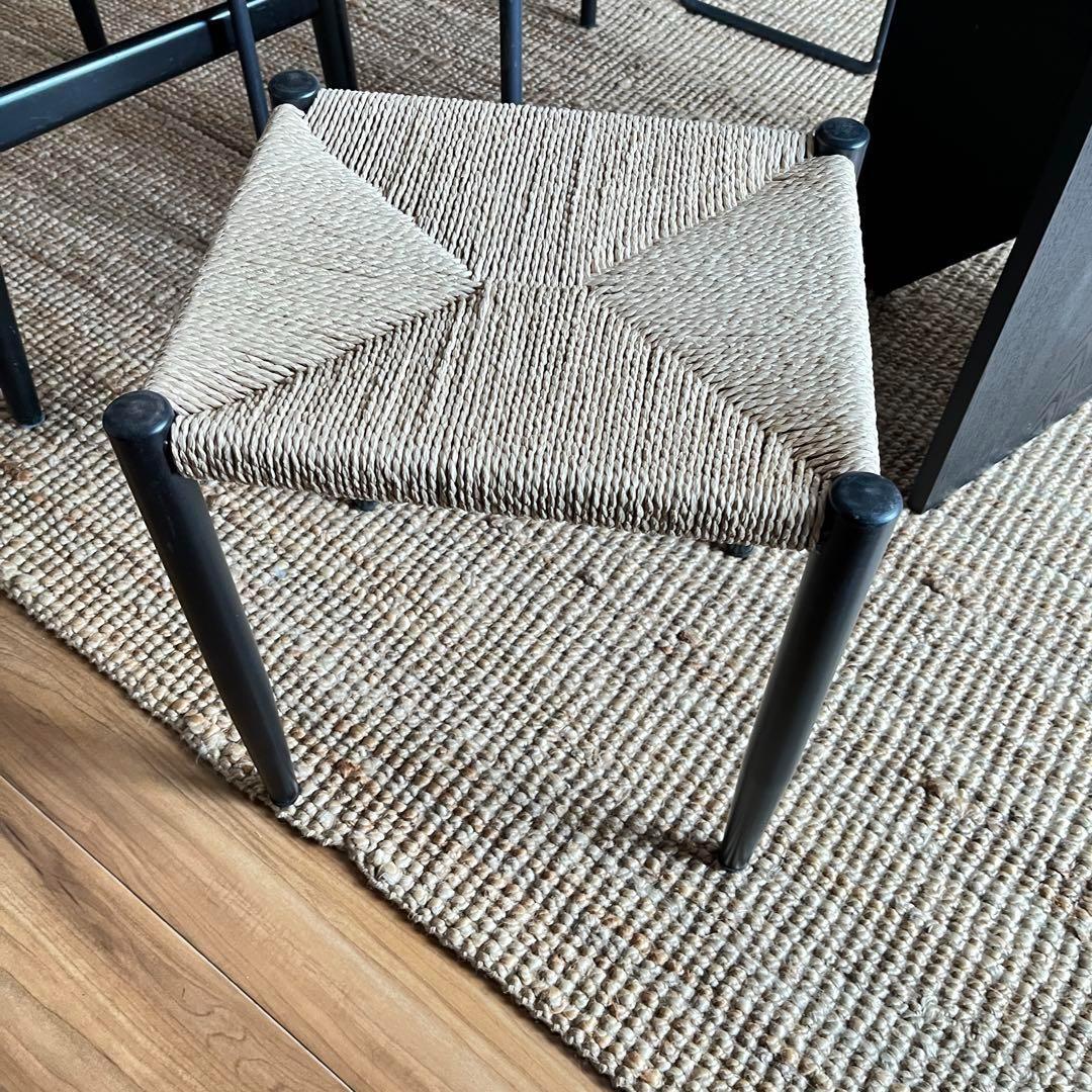 ブラック ペーパーコード ベンチ ダイニングチェア