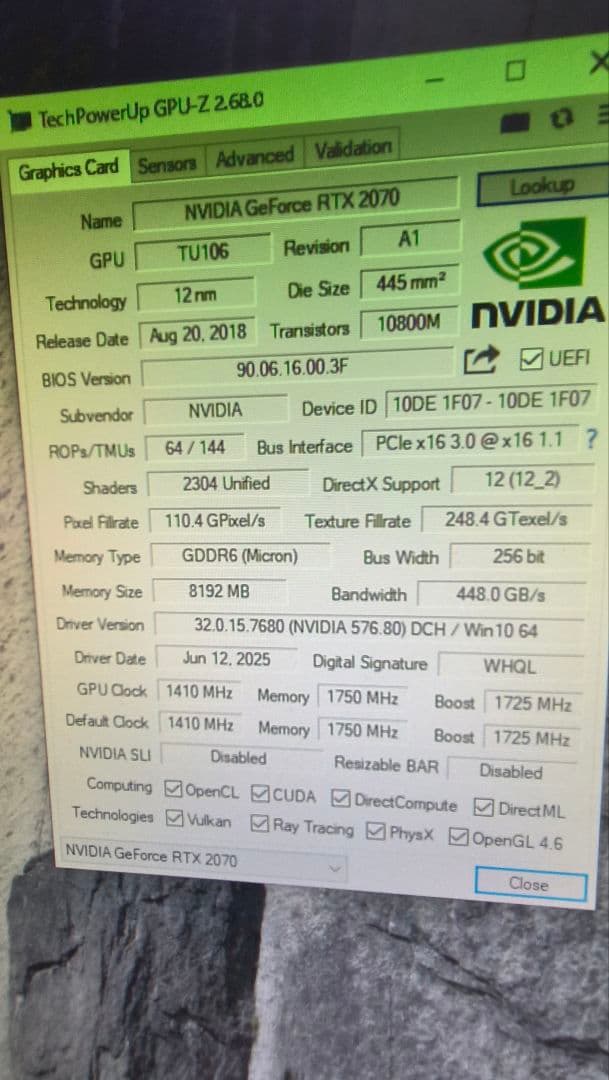 PALIT RTX 2070 GAMINGPRO 8G 動作確認済み
