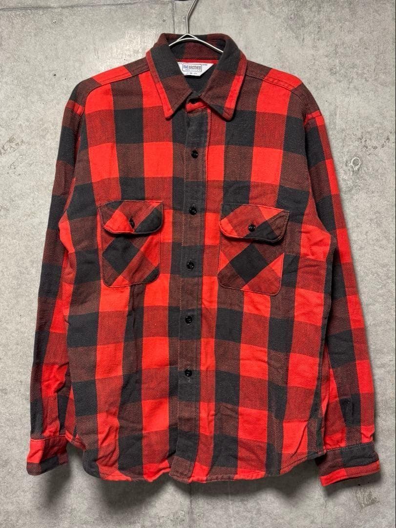 古着 70s-80s FIVE BROTHER ネルシャツ バッファローチェック