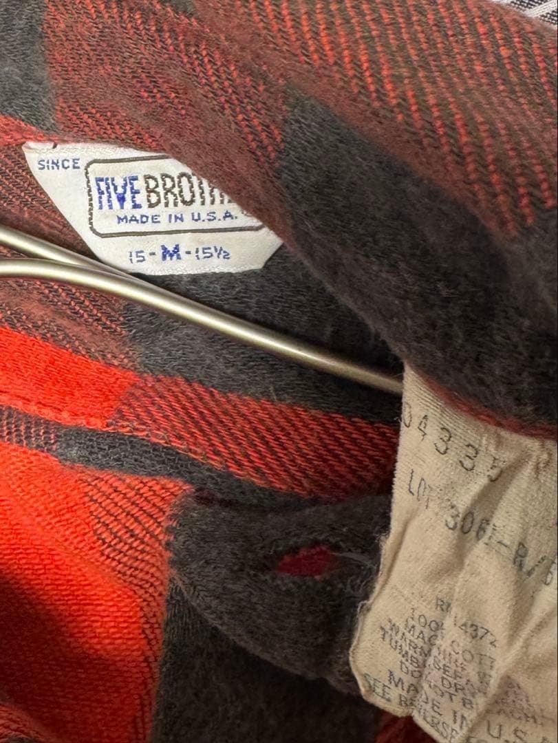 古着 70s-80s FIVE BROTHER ネルシャツ バッファローチェック