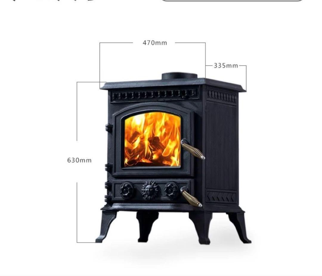 薪ストーブ 鋳鉄 暖炉 ガラス窓 調理OK レトロ ヴィンテージ キャンプ 暖房