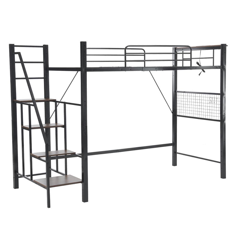 赤字価格！コンセント付きシステムベット(S)スチール 耐震　BLACK