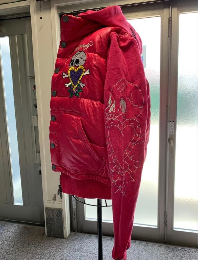 ed hardy ダウン アウター PINK y2k グランジ 平成