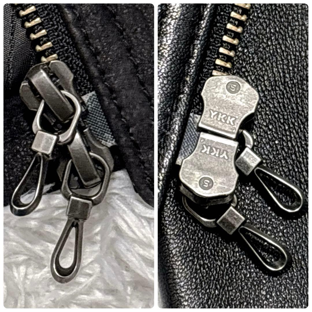 美品✨FUGA フーガ ダブルライダース レザージャケット 裏地総柄 黒 46