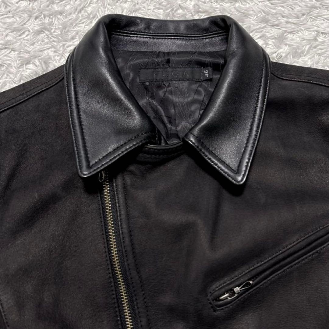 美品✨FUGA フーガ ダブルライダース レザージャケット 裏地総柄 黒 46