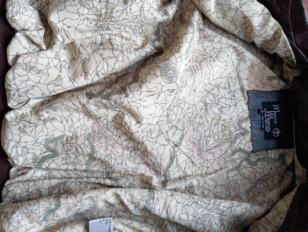 裏地地図 本革 フライトジャケット レザージャケット A-2タイプ 茶 S