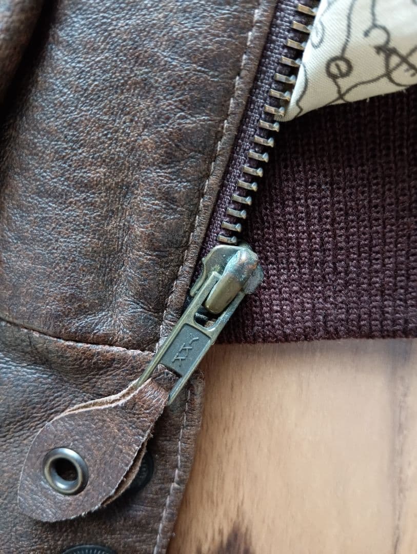 裏地地図 本革 フライトジャケット レザージャケット A-2タイプ 茶 S