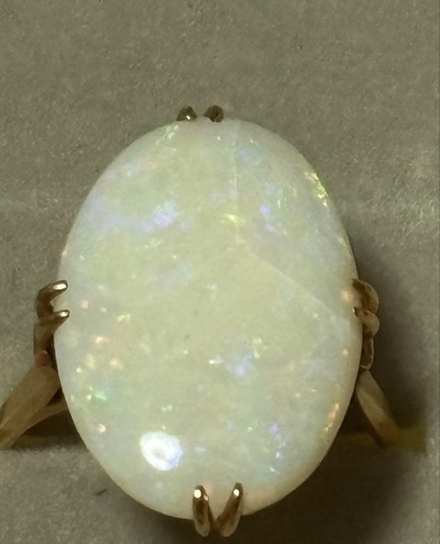 K18 18金　オパールリング　指輪　昭和レトロ　千本透かし　11号　4g