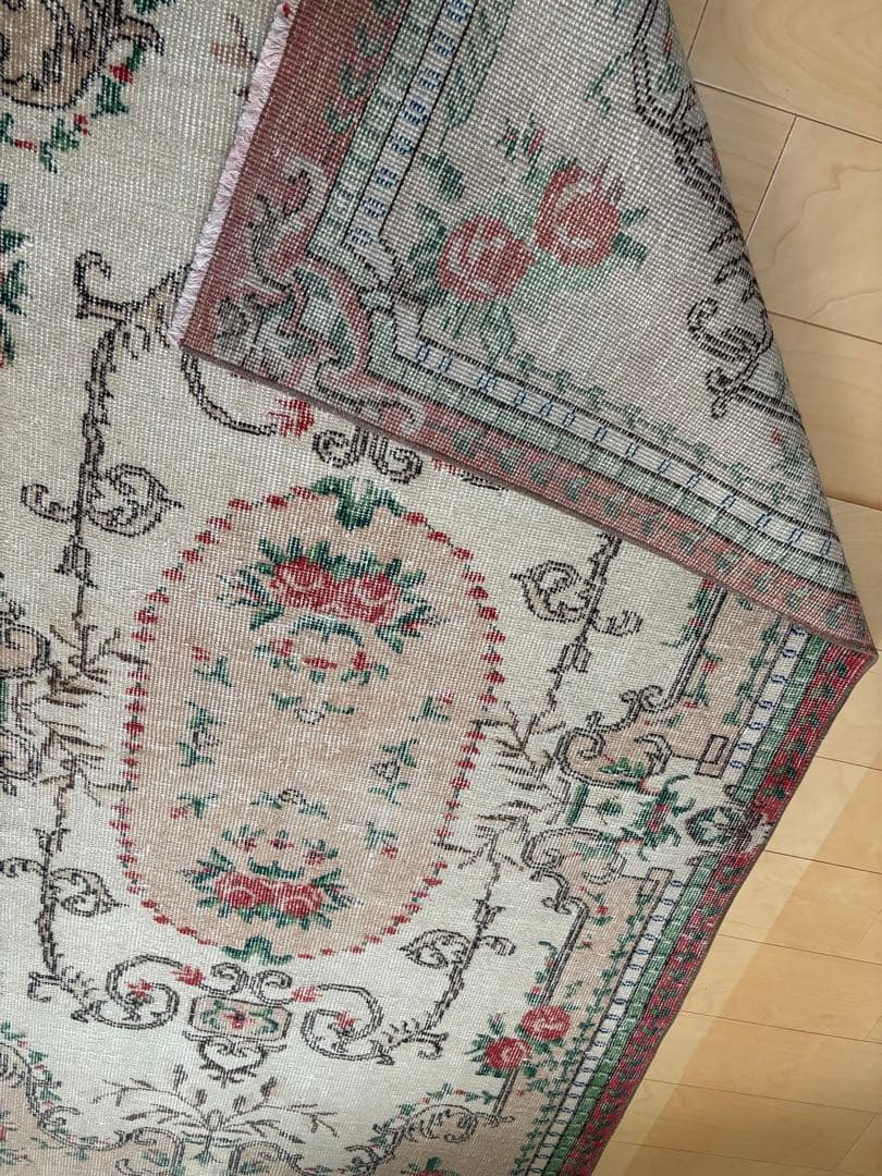 専用です❣️ トルコビンデージラグ☆額縁フラワーラグ　116cm×215.5cm