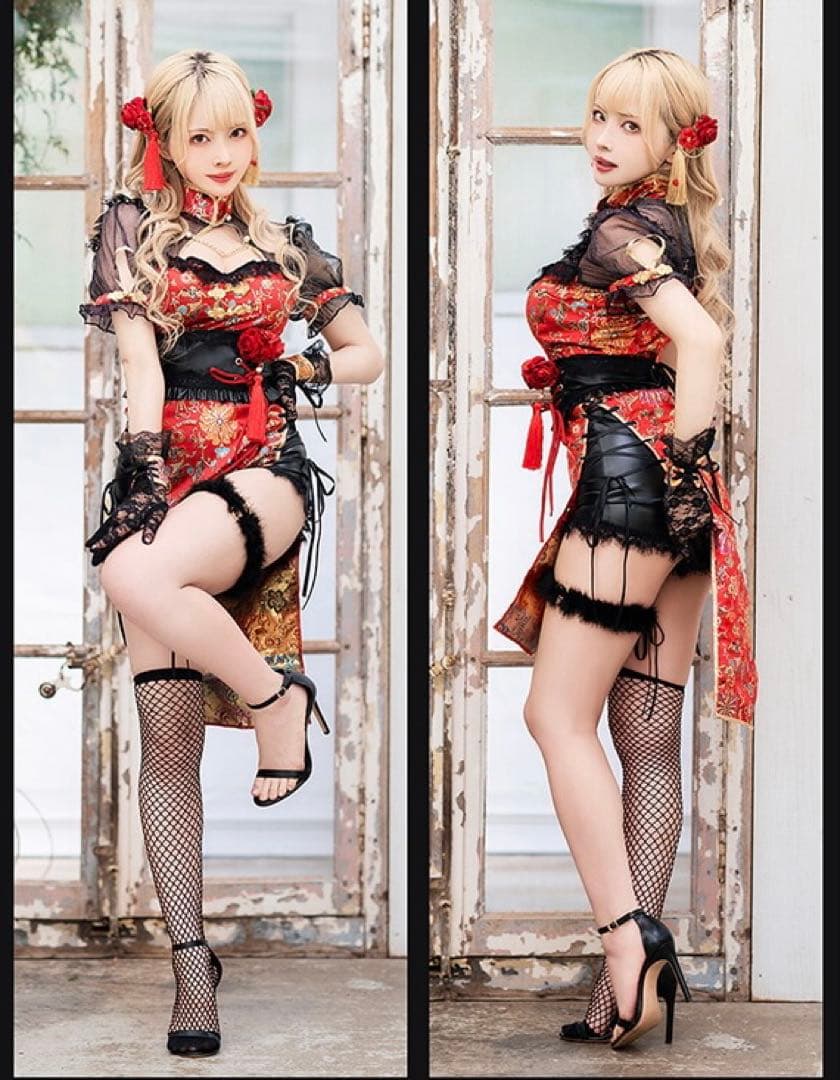 牡*丹様 レディローズディープスリットチャイナ　シスルコラボ マリームーン 10