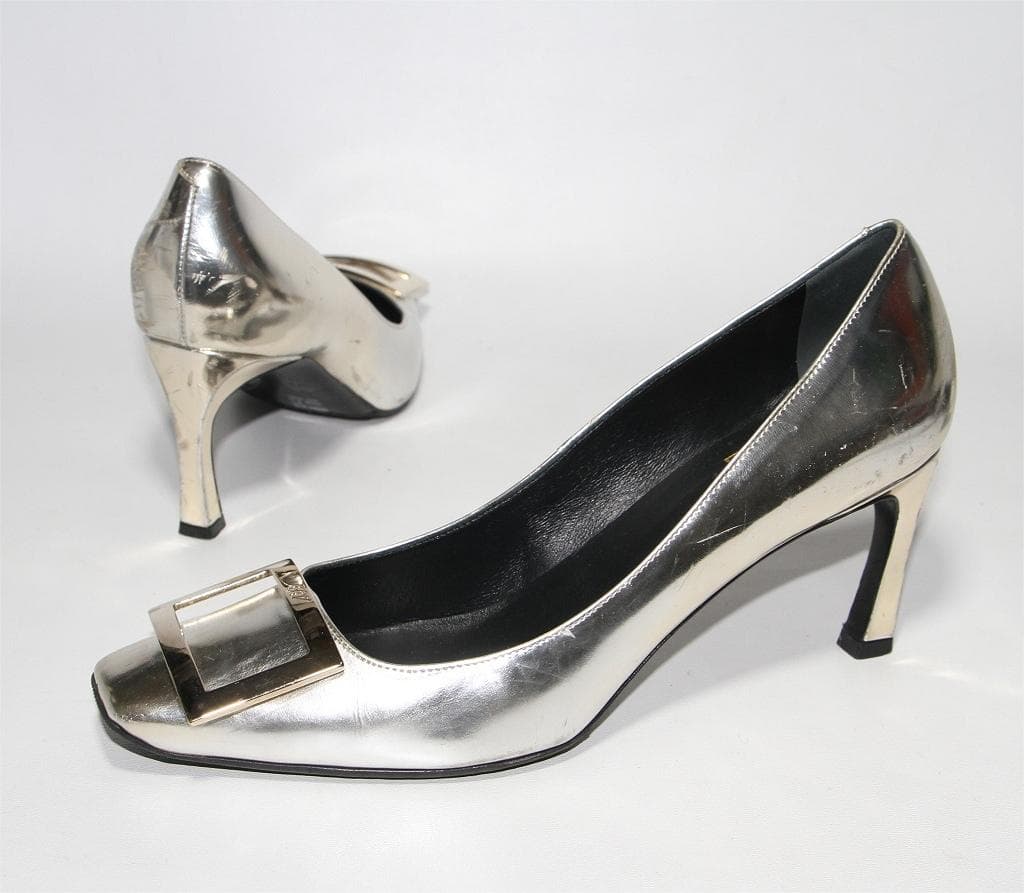 医*ダ様 Roger Vivier Trompette パンプス シルバー レザ