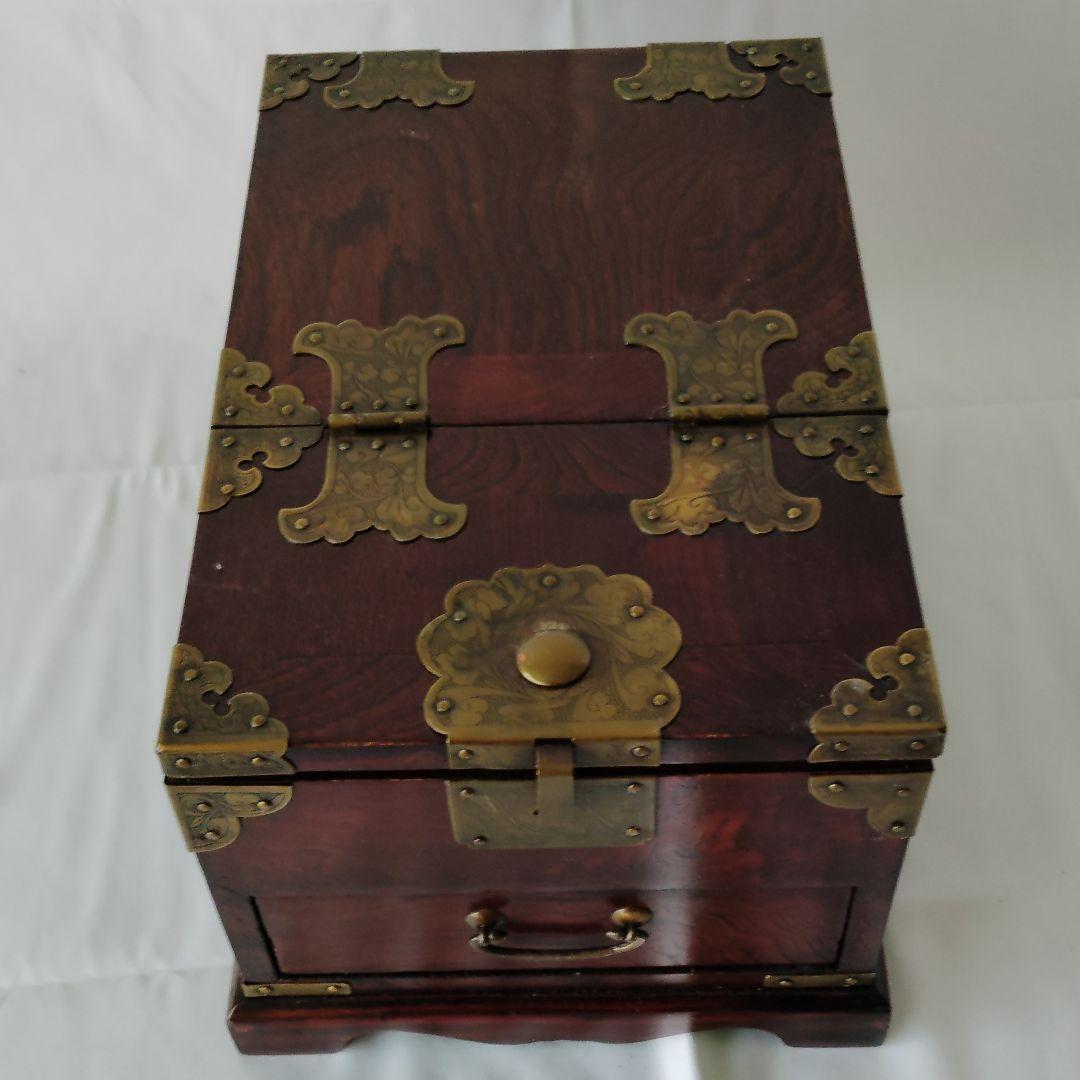 【美品】李朝家具　移動可能ドレッサー　朝鮮箪笥　鏡台 小物入れ　蝶板細工　貴重
