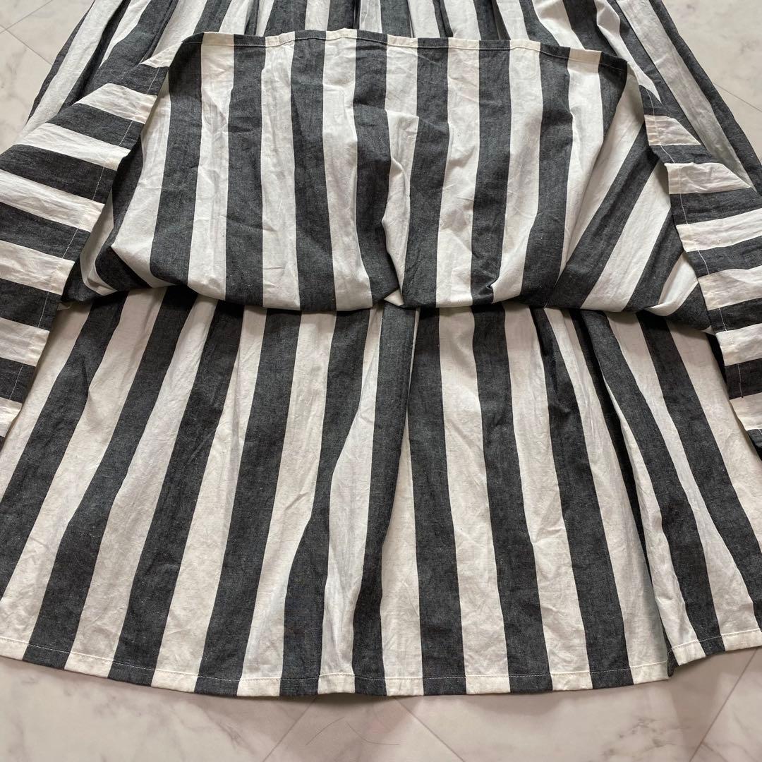 美品✨カタカミナ　グレー　ストライプ　ロングスカート　マキシ丈　フリーサイズ
