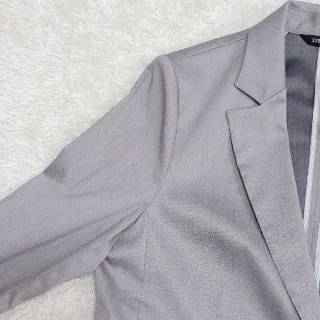 23区　スーピマシャンブレー　パンツスーツ　セットアップ　グレー　大きいサイズ