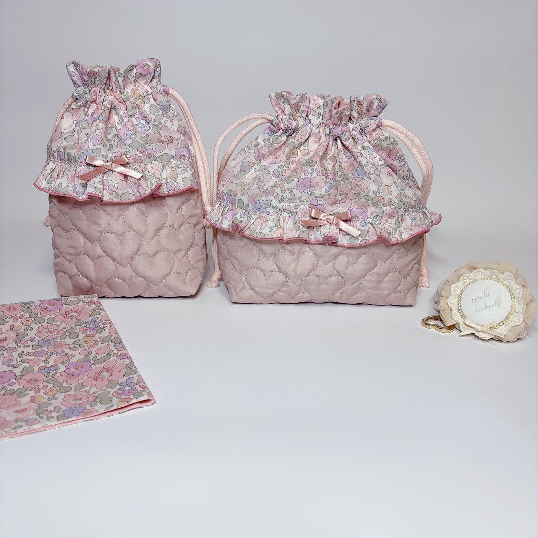 Kahon（プロフ必読！）様　レッスンバッグ　上履き袋　ハート　キルト　ヌビ